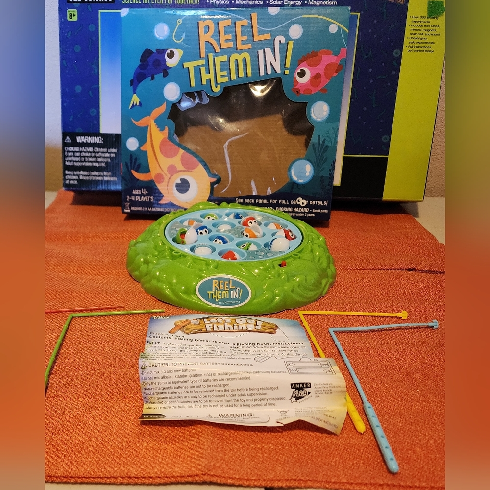 Reel Them in Fishing Game WORKS COMPLETE open Box BENIFITS CHARITY